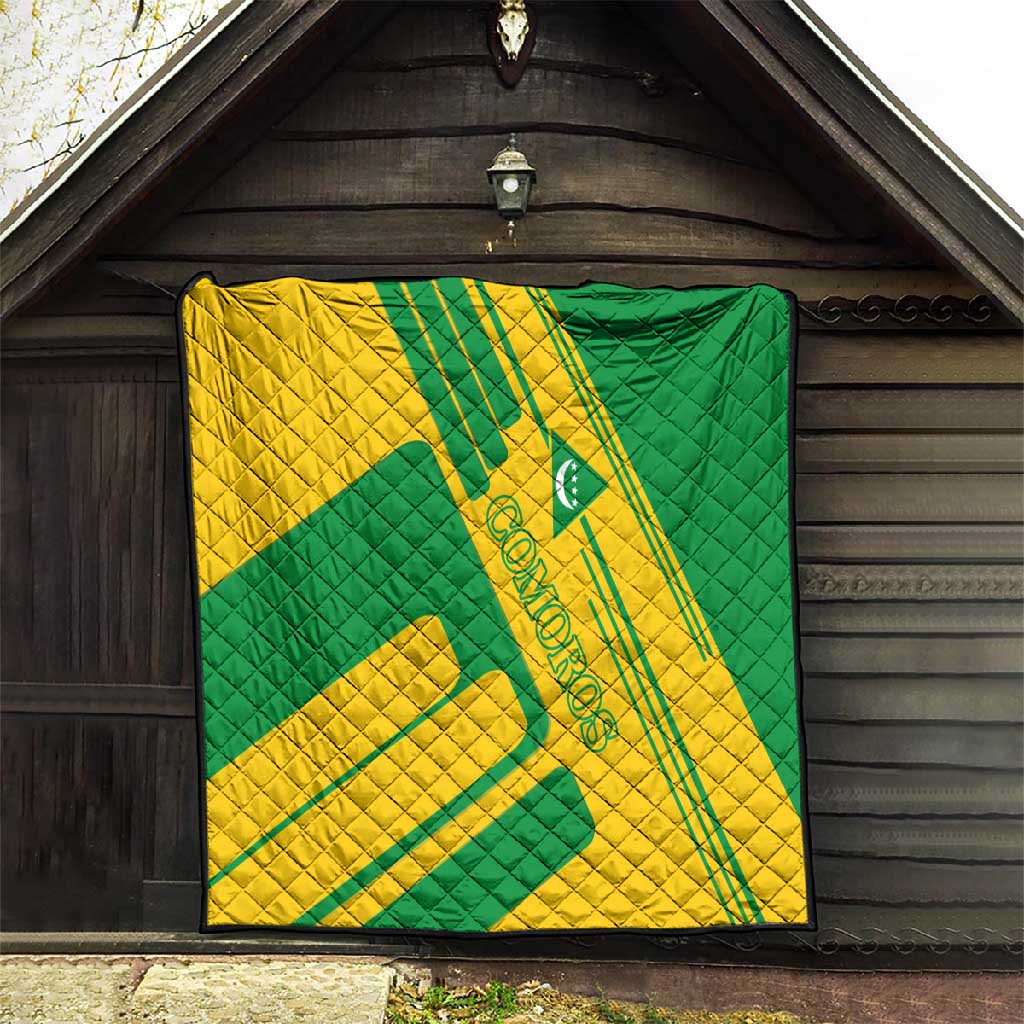Comoros Flag Quilt - Green and Yellow Design and National Emblem