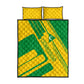 Comoros Flag Quilt Bed Set - Green and Yellow Design and National Emblem