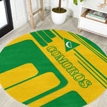 Comoros Flag Round Carpet - Green and Yellow Design and National Emblem