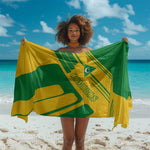 Comoros Flag Sarong - Green and Yellow Design and National Emblem