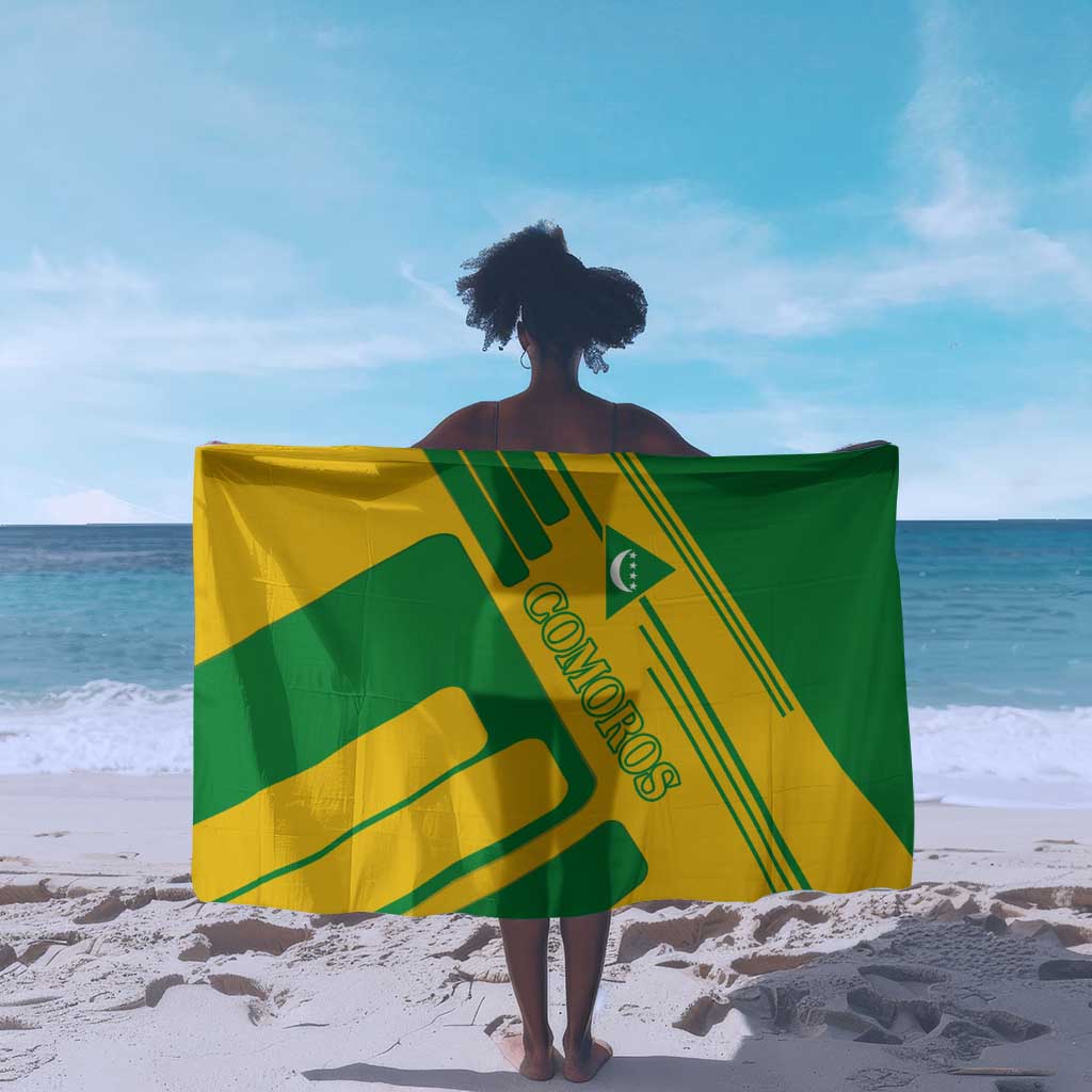 Comoros Flag Sarong - Green and Yellow Design and National Emblem