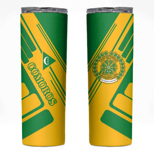 Comoros Flag Skinny Tumbler - Green and Yellow Design and National Emblem