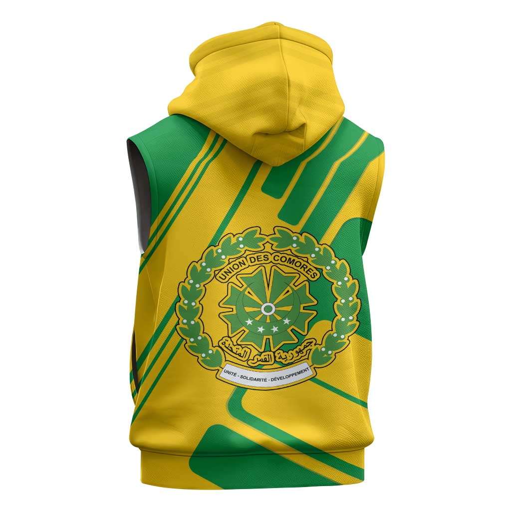 Comoros Flag Sleeveless Hoodie - Green and Yellow Design and National Emblem - African Pride