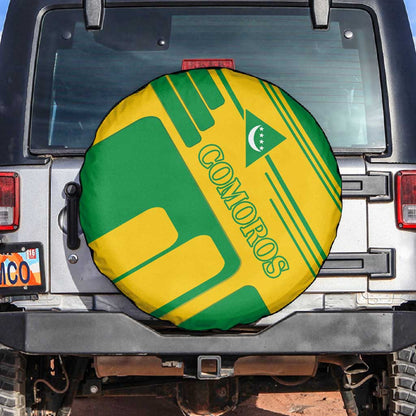 Comoros Flag Spare Tire Cover - Green and Yellow Design and National Emblem