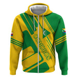 Comoros Flag Zip Hoodie - Green and Yellow Design and National Emblem
