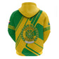 Comoros Flag Zip Hoodie - Green and Yellow Design and National Emblem