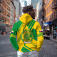 Comoros Flag Zip Hoodie - Green and Yellow Design and National Emblem