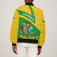 Comoros Bomber Jacket - National Flag Lemur Design and Ylang Ylang Flower Pattern