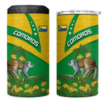 Comoros 4 in 1 Can Cooler Tumbler - National Flag Lemur Design and Ylang Ylang Flower Pattern