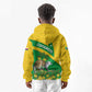 Comoros Kid Hoodie - National Flag Lemur Design and Ylang Ylang Flower Pattern