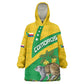 Comoros Kid Wearable Blanket Hoodie - National Flag Lemur Design and Ylang Ylang Flower Pattern