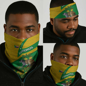 Comoros Neck Gaiter - National Flag Lemur Design and Ylang Ylang Flower Pattern TS04