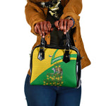 Comoros Shoulder Handbag - National Flag Lemur Design and Ylang Ylang Flower Pattern