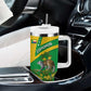 Comoros Tumbler With Handle - National Flag Lemur Design and Ylang Ylang Flower Pattern