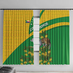 Comoros Window Curtain - National Flag Lemur Design and Ylang Ylang Flower Pattern