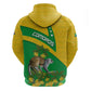 Comoros Zip Hoodie - National Flag Lemur Design and Ylang Ylang Flower Pattern