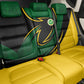 Comoros Back Car Seat Cover - Green Black Yellow Swirl Design and National Emblem Pattern