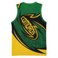 Comoros Basketball Jersey - Green Black Yellow Swirl Design and National Emblem Pattern TS04
