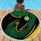 Comoros Beach Blanket - Green Black Yellow Swirl Design and National Emblem Pattern