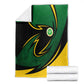 Comoros Blanket - Green Black Yellow Swirl Design and National Emblem Pattern