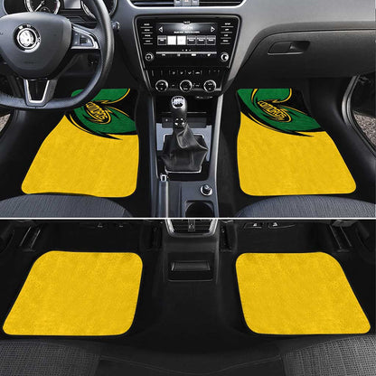 Comoros Car Mats - Green Black Yellow Swirl Design and National Emblem Pattern