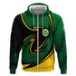 Comoros Hoodie - Green Black Yellow Swirl Design and National Emblem Pattern