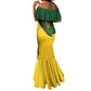 Comoros Mermaid Dress - Green Black Yellow Swirl Design and National Emblem Pattern