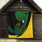 Comoros Quilt - Green Black Yellow Swirl Design and National Emblem Pattern