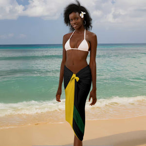 Comoros Sarong - Green Black Yellow Swirl Design and National Emblem Pattern