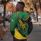 Comoros Sweatshirt - Green Black Yellow Swirl Design and National Emblem Pattern