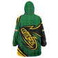 Comoros Wearable Blanket Hoodie - Green Black Yellow Swirl Design and National Emblem Pattern