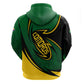 Comoros Zip Hoodie - Green Black Yellow Swirl Design and National Emblem Pattern