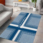 Comoros Area Rug - Blue and White Traditional Geometric Pattern and National Flag Detail