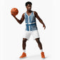 Comoros Basketball Jersey - Blue and White Traditional Geometric Pattern and National Flag Detail TS04