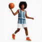 Comoros Basketball Jersey - Blue and White Traditional Geometric Pattern and National Flag Detail TS04