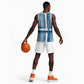 Comoros Basketball Jersey - Blue and White Traditional Geometric Pattern and National Flag Detail TS04