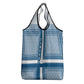 Comoros Grocery Bag - Blue and White Traditional Geometric Pattern and National Flag Detail