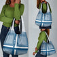 Comoros Grocery Bag - Blue and White Traditional Geometric Pattern and National Flag Detail