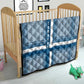 Comoros Quilt - Blue and White Traditional Geometric Pattern and National Flag Detail