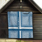 Comoros Quilt - Blue and White Traditional Geometric Pattern and National Flag Detail