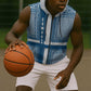 Comoros Sleeveless Zip Hoodie - Blue and White Traditional Geometric Pattern and National Flag Detail - African Pride