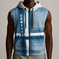 Comoros Sleeveless Zip Hoodie - Blue and White Traditional Geometric Pattern and National Flag Detail - African Pride