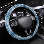 Comoros Steering Wheel Cover - Blue and White Traditional Geometric Pattern and National Flag Detail