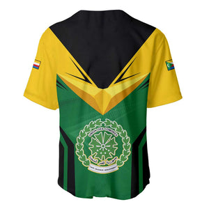 Comoros Baseball Jersey - National Colors Green Yellow Black Crescent Moon and Stars Emblem
