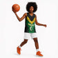 Comoros Basketball Jersey - National Colors Green Yellow Black Crescent Moon and Stars Emblem TS04