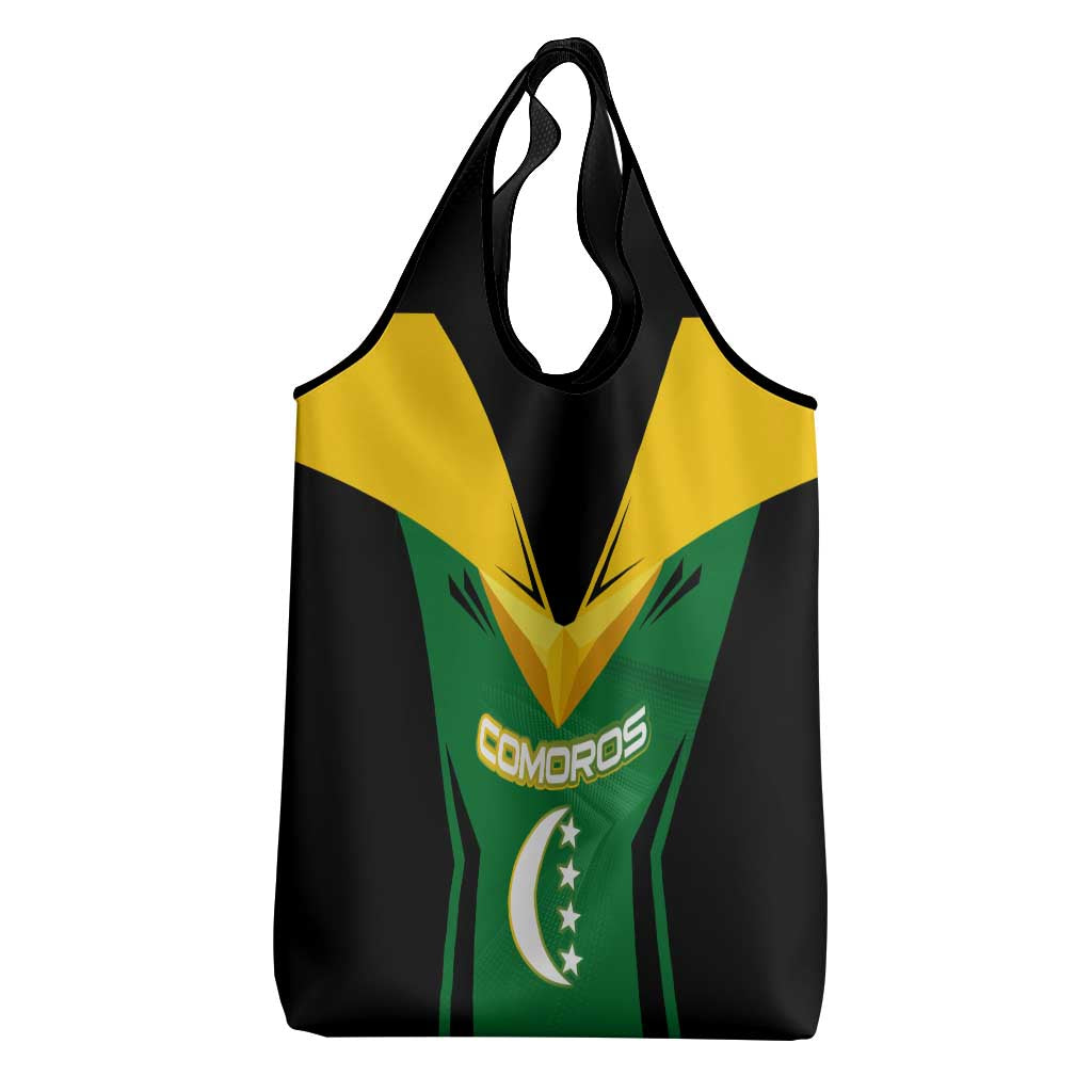 Comoros Grocery Bag - National Colors Green Yellow Black Crescent Moon and Stars Emblem