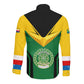 Comoros Long Sleeve Button Shirt - National Colors Green Yellow Black Crescent Moon and Stars Emblem