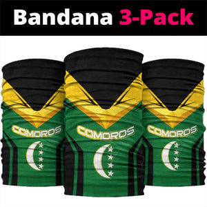 Comoros Neck Gaiter - National Colors Green Yellow Black Crescent Moon and Stars Emblem TS04
