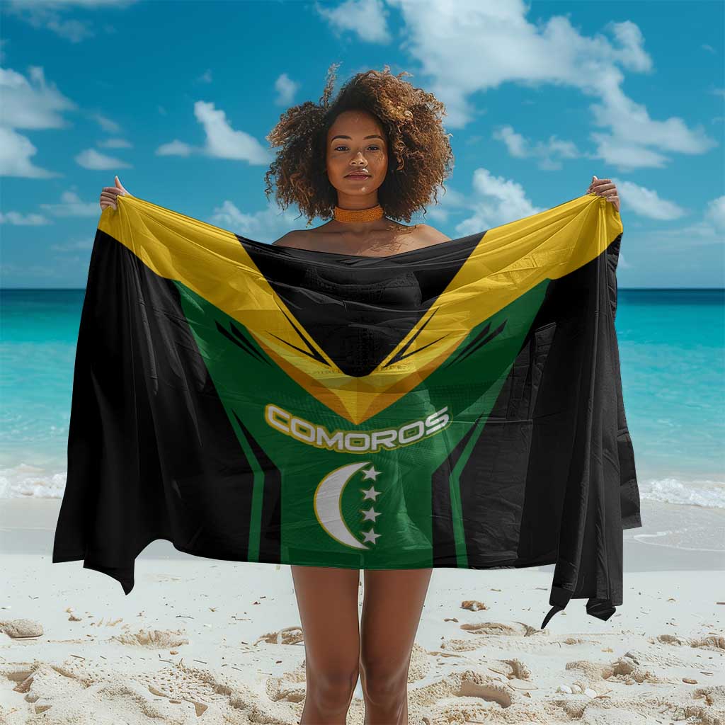 Comoros Sarong - National Colors Green Yellow Black Crescent Moon and Stars Emblem