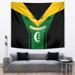Comoros Tapestry - National Colors Green Yellow Black Crescent Moon and Stars Emblem